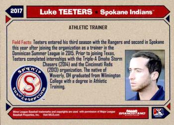2017 Grandstand Spokane Indians #NNO Luke Teeters Back