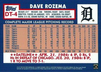 2019 Topps Detroit Tigers 1984 Topps 35th Anniversary #DT-4 Dave Rozema Back