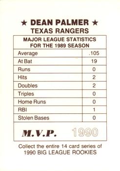 1990 M.V.P. Big League Rookies (unlicensed) #NNO Dean Palmer Back