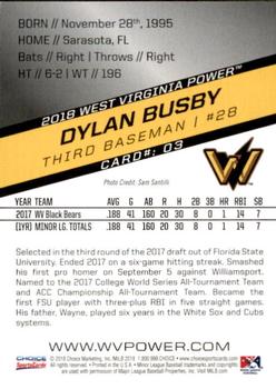 2018 Choice West Virginia Power #03 Dylan Busby Back