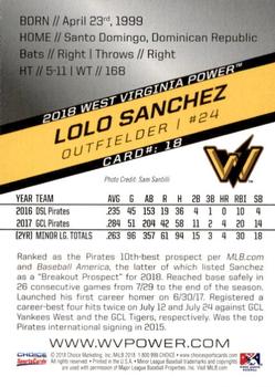 2018 Choice West Virginia Power #18 Lolo Sanchez Back