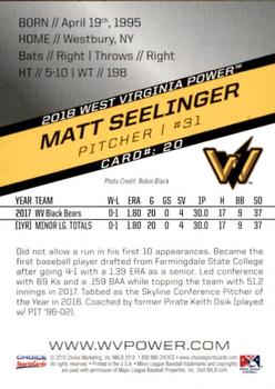 2018 Choice West Virginia Power #20 Matt Seelinger Back
