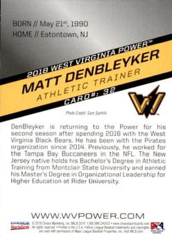 2018 Choice West Virginia Power #32 Matt Denbleyker Back