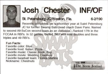 2008 Keene Swamp Bats #NNO Josh Chester Back