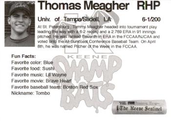 2008 Keene Swamp Bats #NNO Thomas Meagher Back