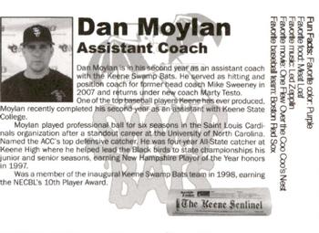 2008 Keene Swamp Bats #NNO Dan Moylan Back