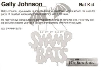 2008 Keene Swamp Bats #NNO Gally Johnson Back