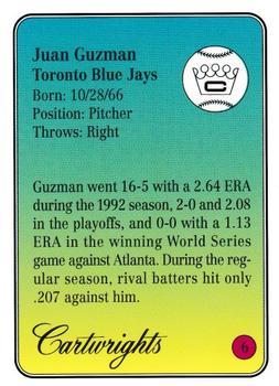1993 Cartwrights Players Choice #6 Juan Guzman Back