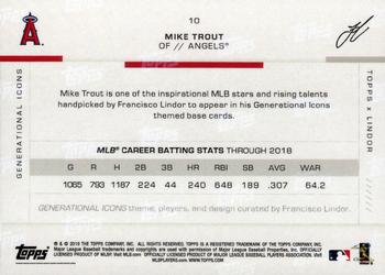 2019 Topps x Lindor #10 Mike Trout Back