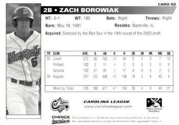 2005 Choice Carolina-California All-Stars #3 Zach Borowiak Back