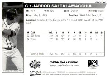 2005 Choice Carolina-California All-Stars #8 Jarrod Saltalamacchia Back