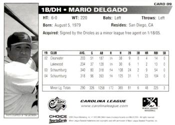 2005 Choice Carolina-California All-Stars #9 Mario Delgado Back