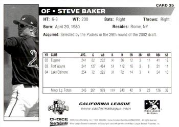 2005 Choice Carolina-California All-Stars #35 Steve Baker Back