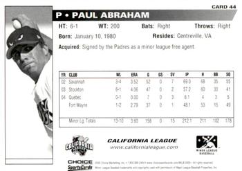 2005 Choice Carolina-California All-Stars #44 Paul Abraham Back