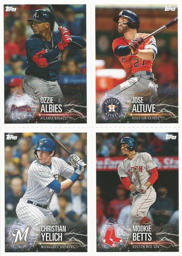 2019 Topps Stickers - Perforated Panel #1/41/143/179 Mookie Betts / Jose Altuve / Ozzie Albies / Christian Yelich Front