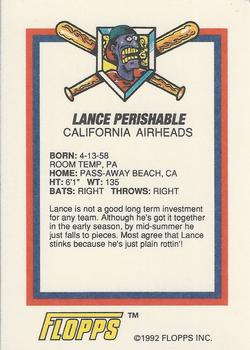 1992 Pro Set Flopps #NNO Lance Perishable Back