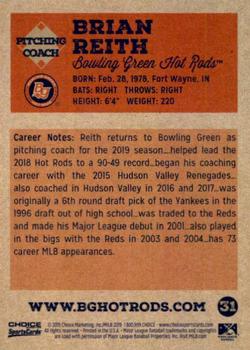 2019 Choice Bowling Green Hot Rods #31 Brian Reith Back