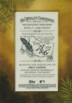 2019 Topps Allen & Ginter - Non-Baseball Framed Mini Autographs #MA-EJA Emily Jaenson Back