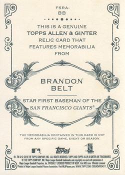 2019 Topps Allen & Ginter - Full-Size Relics A #FSRA-BB Brandon Belt Back