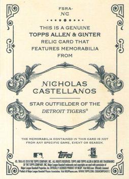 2019 Topps Allen & Ginter - Full-Size Relics A #FSRA-NC Nicholas Castellanos Back