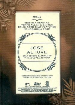 2019 Topps Allen & Ginter - Framed Mini Relics #MFR-JA Jose Altuve Back