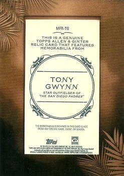 2019 Topps Allen & Ginter - Framed Mini Relics #MFR-TG Tony Gwynn Back