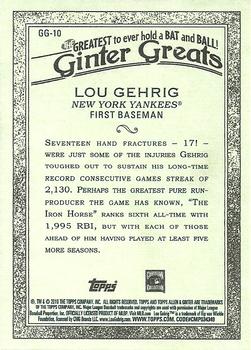 2019 Topps Allen & Ginter - Ginter Greats #GG-10 Lou Gehrig Back