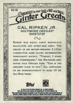 2019 Topps Allen & Ginter - Ginter Greats #GG-33 Cal Ripken Jr. Back