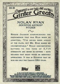 2019 Topps Allen & Ginter - Ginter Greats #GG-39 Nolan Ryan Back