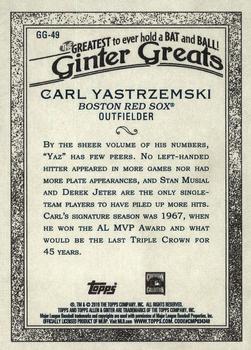 2019 Topps Allen & Ginter - Ginter Greats #GG-49 Carl Yastrzemski Back