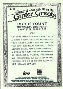 2019 Topps Allen & Ginter - Ginter Greats #GG-50 Robin Yount Back