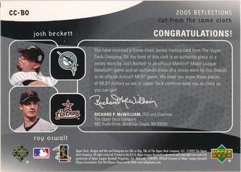 2005 Upper Deck Reflections - Cut From the Same Cloth Dual Jersey Platinum #CC-BO Josh Beckett / Roy Oswalt Back