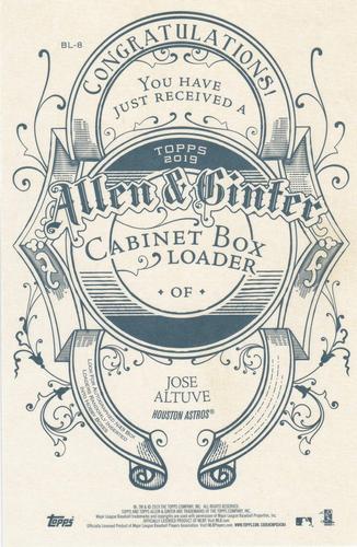 2019 Topps Allen & Ginter - Cabinet Box Loaders #BL-8 Jose Altuve Back