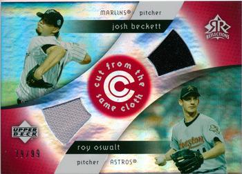 2005 Upper Deck Reflections - Cut From the Same Cloth Dual Jersey Red #CC-BO Josh Beckett / Roy Oswalt Front