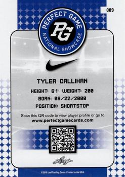 2018 Leaf Perfect Game National Showcase #009 Tyler Callihan Back