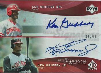 2005 Upper Deck Reflections - Dual Signatures #KGKG Ken Griffey Sr. / Ken Griffey Jr. Front