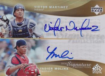 2005 Upper Deck Reflections - Dual Signatures #VMYM Victor Martinez / Yadier Molina Front
