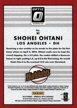 2019 Donruss Optic - Highlights #H1 Shohei Ohtani Back