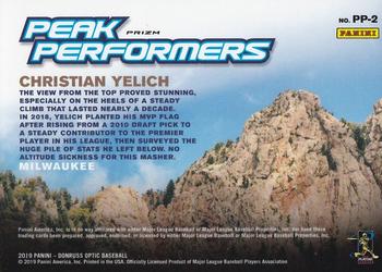 2019 Donruss Optic - Peak Performers Holo #PP-2 Christian Yelich Back