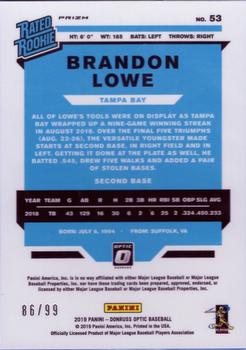 2019 Donruss Optic - Pandora Blue #53 Brandon Lowe Back