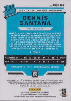 2019 Donruss Optic - Rated Rookie Signatures #RRS-DS Dennis Santana Back