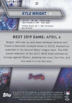 2019 Bowman's Best #27 Kyle Wright Back