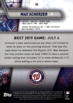 2019 Bowman's Best #40 Max Scherzer Back