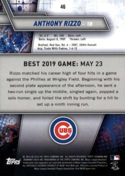 2019 Bowman's Best #46 Anthony Rizzo Back