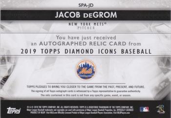2019 Topps Diamond Icons - Single-Player Autograph Relics #SPA-JD Jacob deGrom Back