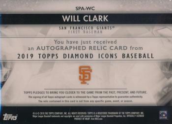 2019 Topps Diamond Icons - Single-Player Autograph Relics #SPA-WC Will Clark Back