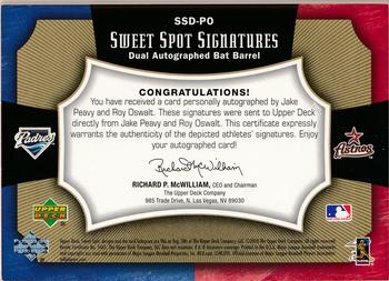 2005 Upper Deck Sweet Spot - Signatures Dual Barrel #SSD-PO Jake Peavy / Roy Oswalt Back