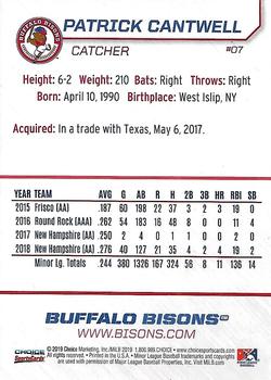 2019 Choice Buffalo Bisons #7 Patrick Cantwell Back