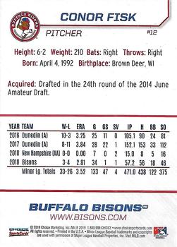 2019 Choice Buffalo Bisons #12 Conor Fisk Back