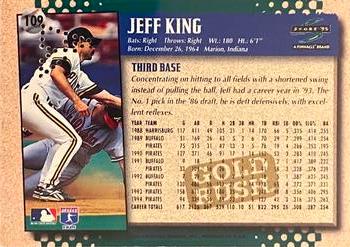 1995 Score - Gold Rush Redeemed Stamped #109 Jeff King Back